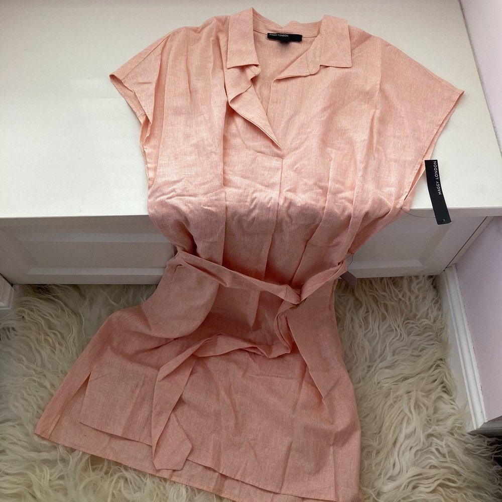 MAGGY LONDON Collared Tie Waist Midi Dress - Picture 4 of 9